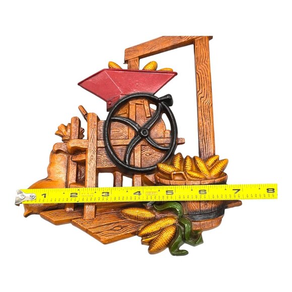 Set of 2 Homco Corn Hopper Apple Cider Press Metal Plaques Wall Sculptures Decor - Picture 12 of 12